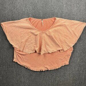 Free People Girl Talk Ruffle Top Women's Size XS Color Peach